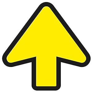 10 Fußbodenaufkleber, Pfeil, 20 x 20 cm, Gelb/Schwarz – Sicherheitsabstand Aufkleber – Halten Sie 1,5 m Abstand Aufkleber Warnschilder – Anti-Rutsch + Wasserdicht & UV-beständig