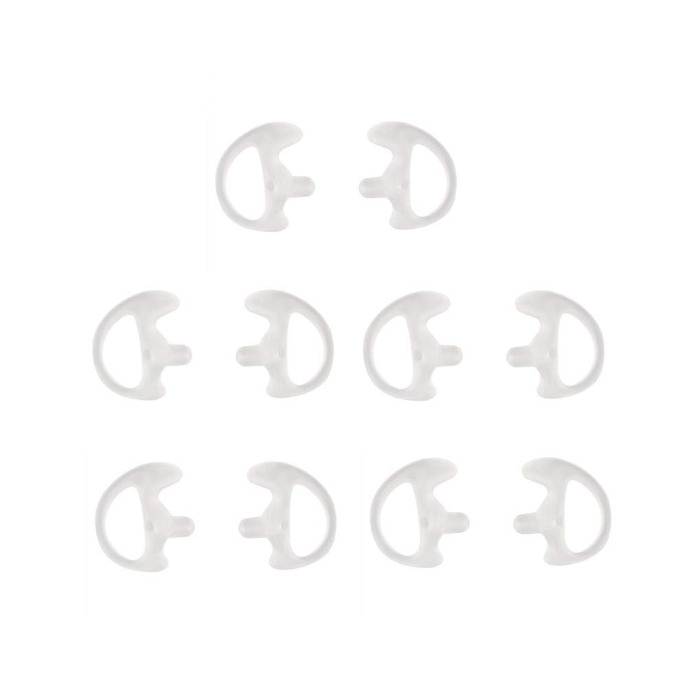 Two Way Radio Ear Mold Replacement Soft Silicone Ear Insert for Acoustic Coil Tube Earpiece (Transparent, 5 Pair Medium)