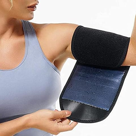 BICBLL 1 Pair Sauna Arm Sweat Bands,Wrist Arm Trimmers,Arms Elbow Brace Trimmer,Arm Bands Adjustable Arm Trainer Toner Sleeves for Sports Workout Cover