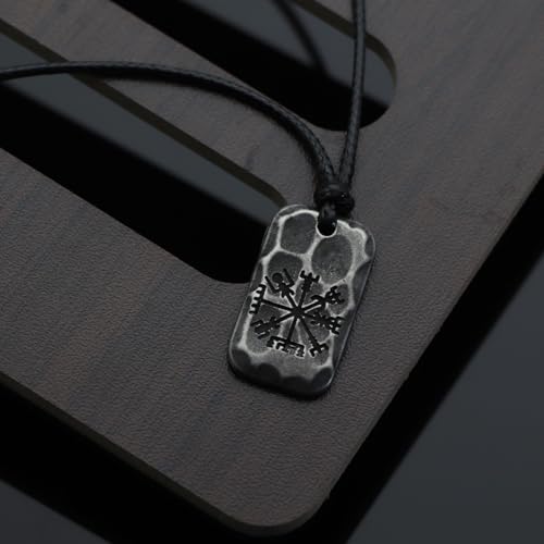 Image of Ankiyabe Stainless Steel Norse Viking Rune Pendant with Adjustable Braided Rope Good Luck /Love /Strenght /Health Viking Symbol Necklace for Men Women