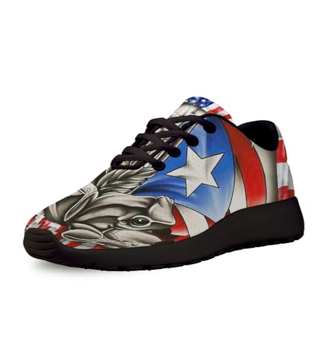 Puerto Rico American Flag Shoes for Women Men Trail Running Fashion Sneakers Breathable Mesh Tennis Athletic Shoes White