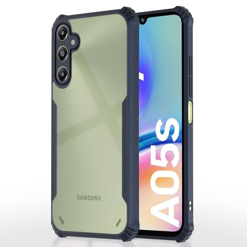 Image of Pikkme Samsung Galaxy A05s Back Cover | Crystal Clear Transparent Back | Ultra Hyrbid | Full Camera Protection | Raised Edge | Bumper Back Case (Blue)