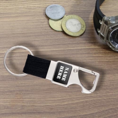 Image of 3 in 1 Personalized Keychain with Pen & Cardcase Combo Gift Set | Custom Name Engraved Leather Notebook with Premium Metal Pen | Ideal for Office, Corporate & Personal Gifting (Black)