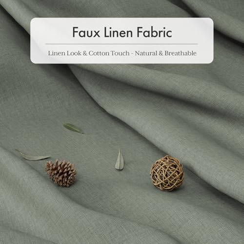 Image of AmazerBath Boho Shower Curtains for Bathroom, Farmhouse Shower Curtain with Tassels, Sage Green Shower Curtain Set, Faux Linen Fabric Shower Curtain with 12 Hooks, Hotel Quality, 72x72 Inches