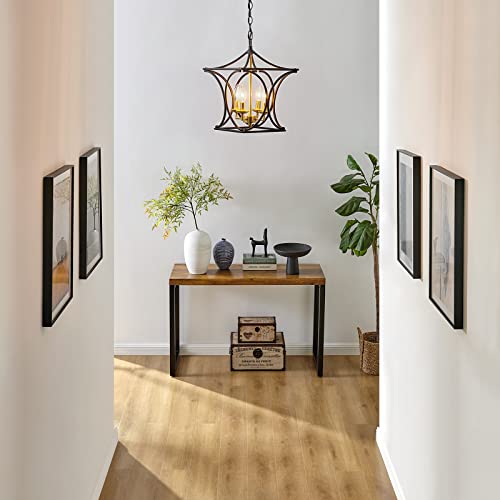 Pendant Light Fixtures 4 Light, Hanging Lantern Lights Chandeliers For Bedrooms, Geometric Cage Hanging Lamp Foyer Pendant Lighting For Farmhouse, Kitchen Island, Entryway, Corridor (Black/Agb) #TOP2