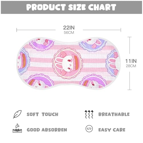 2 Pack Baby Burp Cloths, Soft Absorbent Burping Cloths for Babies, Cotton Milk Spit Up Rags, Large Size for Newborns, Baby Boys and Girls (Pastel Bunny Faces)4