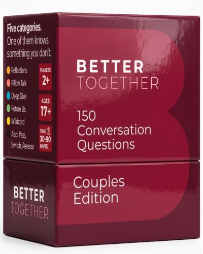 BETTER TOGETHER Couples Games | 100 Conversation Cards for Adults | Deep & Romantic Questions for Date Night | Relationship Card Game for Him & Her | Anniversary, Valentine's Day & Gifts for Couples