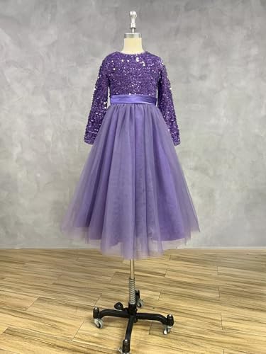 dideyttawl Flower Girls Dress Pageant Dress Junior Bridesmaids Dress Ball Gown for Girls Tulle Sequin Girls Formal Dress4