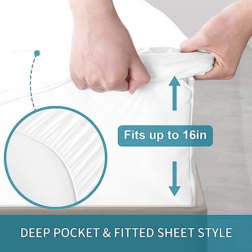 Waterproof Queen Size Mattress Protector - Breathable Fitted Bed Matress Cover Water Proof Washable With Deep Pocket 6-16In #TOP3