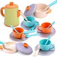 JQLM Kitchen Set for Kids, Play Kitchen Accessories Pretend Play Role Toys with Cookware Pots and Pans, Cooking Utensils, Afternoon Tea Toy Playsets, Toys Gift for Toddlers Girls Boys Children Age 3+