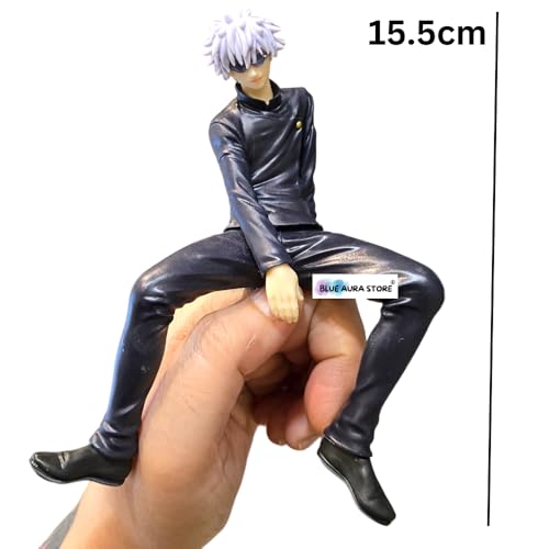 Image of Blue Aura Jujutsu Kaisen Gojo Action Figure Height-15.5cm Collectible Multicolour PVC | Gojo with Glare Noodle Topper
