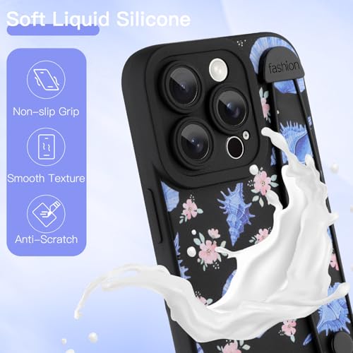 Coque silicone iPhone 13 Pro sangle anti-chute motif fleurs - 5