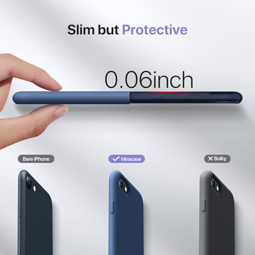 Image of Miracase Ultra Slim Designed for iPhone SE Case 2022(3rd Gen) /iPhone SE 2020 Case(2nd Gen) /iPhone 7 Case /iPhone 8 Case with Screen Protector, Multi-Color Silicone Shockproof Phone Case(Glass Blue)