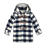 Hope & Henry Boys' Toggle Duffle Coat with Detachable Hood, Small, Navy and Ivory Buffalo Plaid
