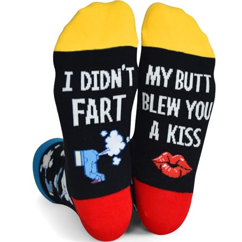GOLIN Humor Fart Socks for Men Women, Funny Silly Gag Fart Socks Birthday White Elephant Gift for Coworker