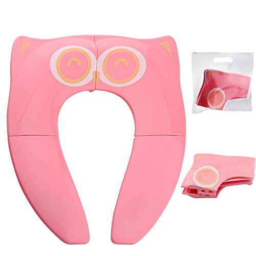 Gimars [Upgraded Version] Faltbarer Toilettensitz Kinder Toilettentrainer, Reise WC Sitz Toilette T&ouml;pfchen f&uuml;r unterwegs (Pink)