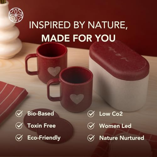 Image of Irida Naturals Two Hearts Couple's Mug & Coaster Marriage Gift Set, Durable, Lightweight | Premium Loopac Wedding Gift - Ready Packaging | Pack of 2 Mugs with Multi-Utility Box