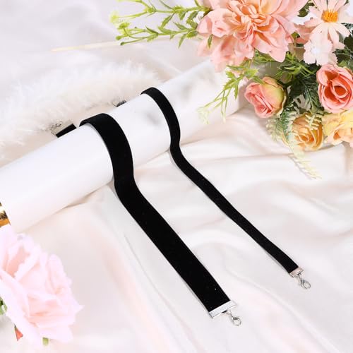 Gjinxi 2 Stück Choker Kette Damen, Schwarz Velvet Halsband Damen, Halskette Set, Verstellbare Klassische Kropfband Schmuck, Für Frauen Und Mädchen, Dancing Halloween Geburtstag Party Cosplay