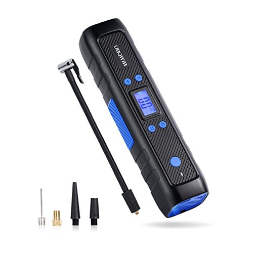 UNQWIN Tire Inflator Portable Air Compressor, Air Pump 150PSI with Pressure Gauge, Tire Pump with Rechargeable Battery, LED Emergency Light, Power Bank, Tire Inflator for Car Bike Tires Ball