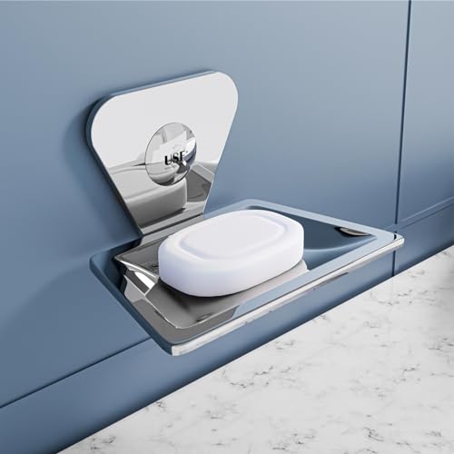 Image of USF Stainless Steel Single Soap Dish for Bathroom, Wall Mounted Soap Holder for Shower & Wash Area, Compact Utility Design, Chrome Finish, 3 Years Warranty, Pack of 1 - Pyramid