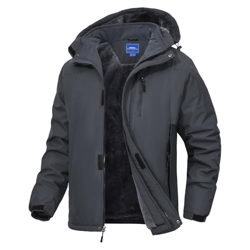 Zoofly Giacca Da Uomo In Pile Antivento Outdoor Giacca Sci Uomo Giubbotto Invernali Snowboard Neve Uomo Per Sport Con Jacket Grigio-XXL
