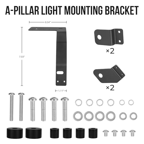Image of A-Pillar Ditch Light Mount Brackets for 2018-2023 Jeep Wrangler JL 4xe Gladiator JT Accessories, Dual LED Light Pod Aluminum Brackets, 1 Pair 【Does NOT FIT Mojave / Rubicon 392】