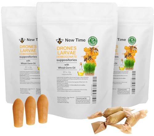 3-Pack, Drone Brood (Larvae) Homogenate Suppositories 30 Pcs, Natural Supplement