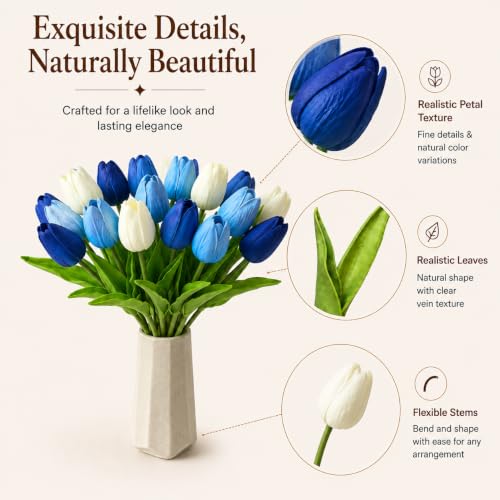 Image of Mandy's 20pcs Artificial Shades of Blue Tulips