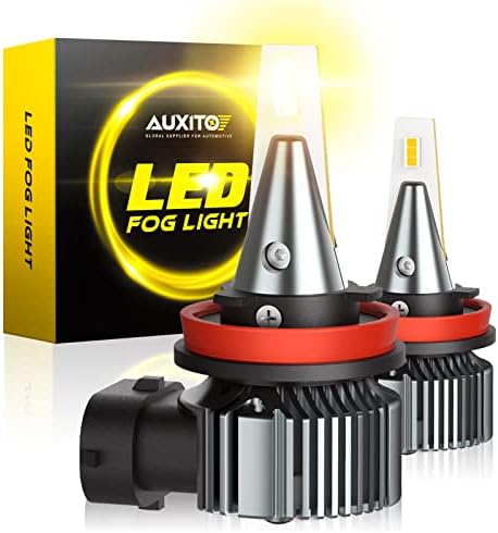 AUXITO H8 H11 H16 LED Fog Light Bulbs, 3000K Amber Yellow, Strong Penetrating Power, Long Lifespan, Plug and Play, Canbus Error Free, Halogen Replacement DRL Bulbs for Rainy Snowy Foggy, 2 Pack