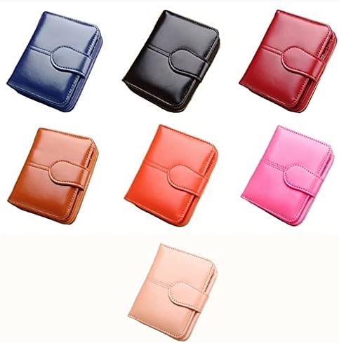 Eco Memos Vllcsla Small Women Wallet Leather Bifold Purse with ID Window RFID Blocking Genuine Leather Clutch Wallet (Wine Red)