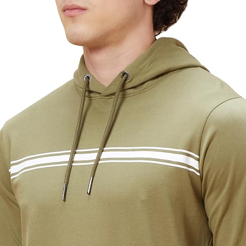 Image of Being Human Olive Regular Fit Long Sleeves Men's Hoodie Clothing