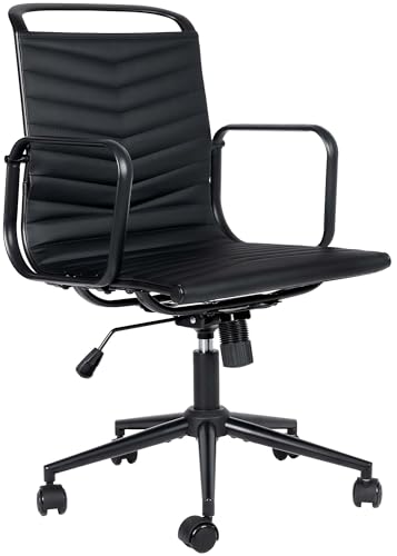 CLP Bürostuhl ergonomisch Kunstlederbezug Bakers, Schreibtischstuhl höhenverstellbar mit Kippmechanik und Rollen, bis 150 kg belastbar, Farbe:schwarz
