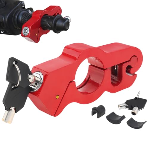 Candado para Moto Antirrobo Aleación de Aluminio, Candado Manillar Antirrobo, Moto Antirrobos Rojo, Moto Cerradura Cepo, Antirrobomoto Antirobo Compacto, para Motocicletas Motos Vehículos Todoterreno