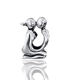 Con cuentas de plata pareja de matrimonio Element para pulsera de cuentas - European Bead gravurenalarm/beso de madera maciza de 925 plata de ley envejecida Style #1503