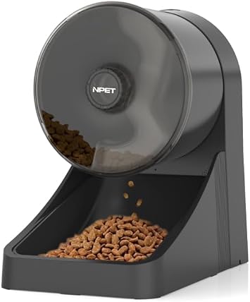 NPET 3L Automatic Cat Feeder, Dry Food Dispenser Timed Pet Feeder for Cats and Small Dogs, 3-4 Meals Per Day - Programmable Portion Control Black, Basic Version