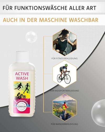 Corium | Spezialwaschmittel für Funktionskleidung, für Hand- & Maschinenwäsche, effektive Reinigung bei 20 Grad, 250ml