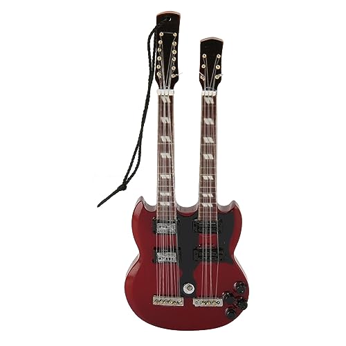 ANKROYU ミニチュアギターレプリカ、木製ギターオーナメント、手作りミニチュアギタースタンド、誕生日パーティー用木製ミニチュアギターモデル (Type 11)