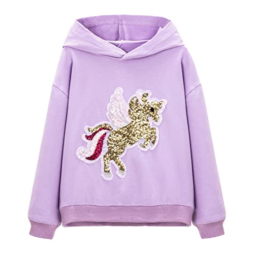 Welaken Sequin Unicorn Hoodie Sweatshirts For Girls Toddler & Kids Ii Little Girl's Long Sleeve Pullover Tops,8Y #TOP12