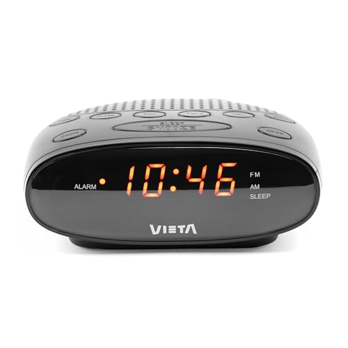 Vieta Pro | Despertador Digital con Radio FM y Altavoz Integrado de Sobremesa para mesita de Noche. Despertador Amanecer con luz LED Roja, Reloj y Alarma incorporada. Modo sueño y Snooze | VHAL100
