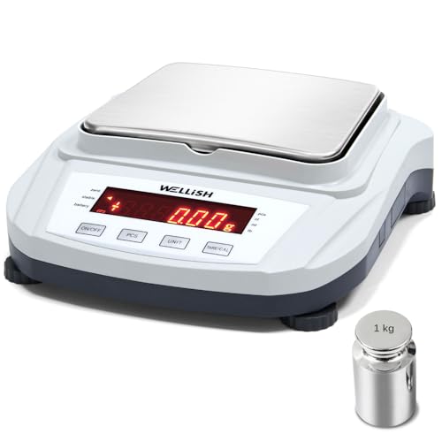 Image of Lab Scale 2000g /0.01g High Precision Digital Scale with 1kg Weights Analytical Balance Electronic Scale for Kitchen Lab Weighing