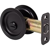 Stone Harbor Hardware, Round Pocket Door Lock Privacy Function, 2.375 inch Backset, Matte Black, HL81107