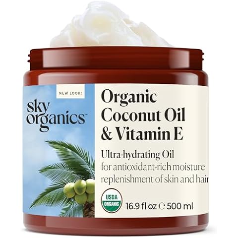 Sky Organics - Organic Coconut Oil & Vitamin E, 16.9 fl oz - Skin & Hair Ultra-Hydrating Oil - Fatty Acids & Antioxidants - Natural, Vegan & Cruelty Free - Skin Care & Hair Care Cover