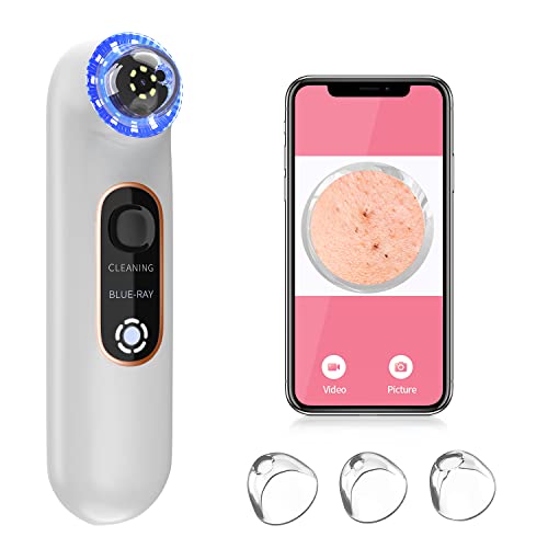 Blackhead Remover Pore Vacuum with Camera-Upgraded Visual Facial Pore Cleaner with Blue Light Therapy Electric WiFi Black Head Remover Suctioner Acne Extractor Pimple Vacuum Portable Skin Care Tool