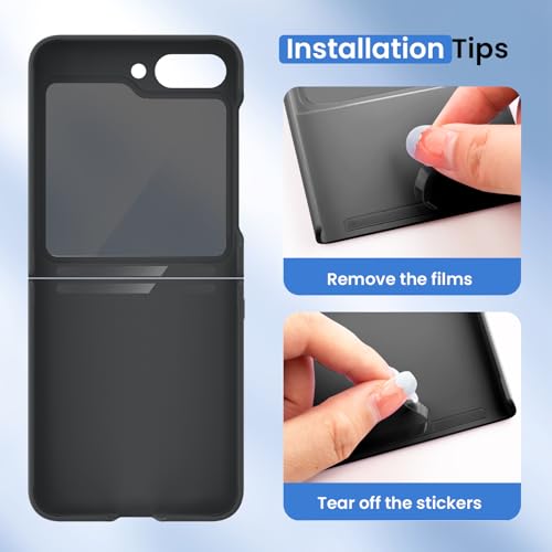 Image of Ruky for Z Flip 5 Case Built-in with Privacy Screen Protector, Black | Support Wireless Charging, Full Body Cover Shockproof Hard PC Ultra-Thin Phone Case for Samsung Galaxy Z Flip 5, Black