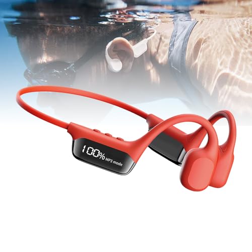 Auriculares De Conducción Ósea Impermeables - IP68, Reproductor MP3 Integrado De 32 GB, Batería De 6 H + Pantalla LED, Carga Magnética para Nadar, Correr,Red