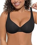 FeelinGirl T-Shirt Bras for Women Full Coverage Non Padded Comfort Minimizer Underwire Plunge Everyday Bras Black 36D