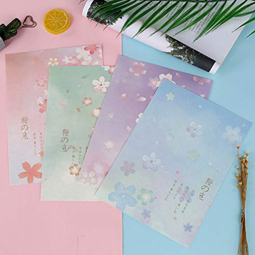 STOBOK 40 Peças de Papel de Carta Estilo Japonês para Escrever Flores de Sakura Em Papel Floral Vint