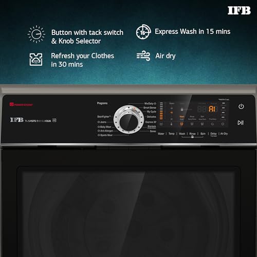 Image of IFB 9 Kg 5 Star AI Powered Fully Automatic Top Load Washing Machine Appliance Aqua Conserve (TL S4STS 9.0 Kg Aqua, Silver, 2X Power Steam, 4 Years Comprehensive Warranty)