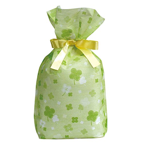 カクケイ 巾着袋 不織布 リボン付 10枚 LL クローバー FCR31