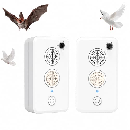 2026 Ultrasonic Bat Repeller Outdoor Indoor 2 Pack Adjustable Dual Speaker Woodpecker Bird Deterrent Keep Bats Birds Away Balcony Attic Garage Barn USB Rechargeable Bat Bird Pigeon Repellent Removal